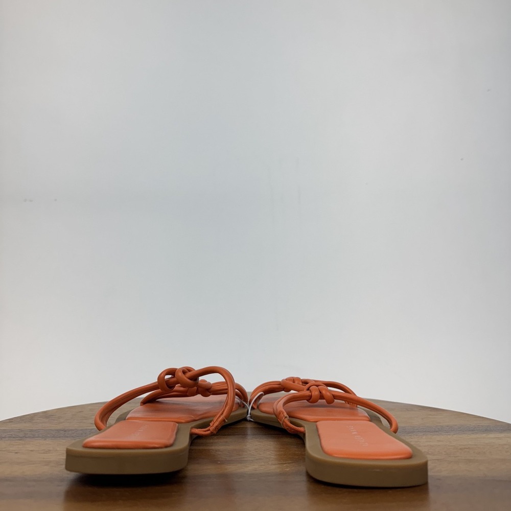 New Womens Azalea Wang Stetson Orange Faux Leather Slip On Slides Sandal Size 10 - Picture 2 of 8